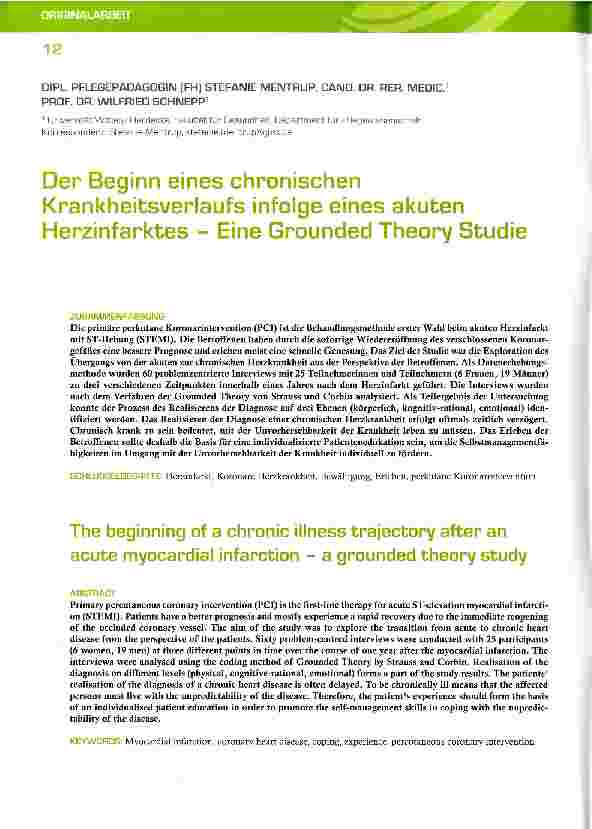 Vorschauseite 1: Der Beginn eines chronischen Krankheitsverlaufs infolge eines akuten Herzinfarktes - Eine Grounded Theory Studie
