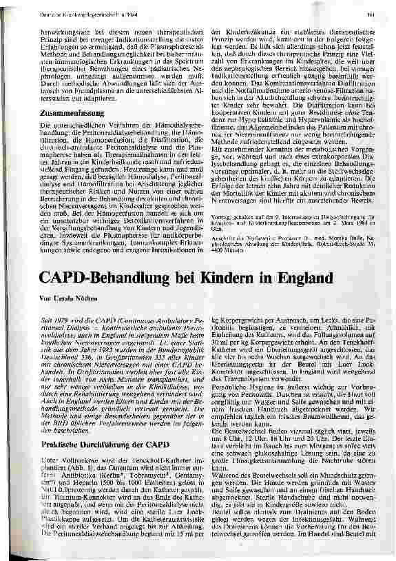Vorschauseite 1: CAPD-Behandlung bei Kindern in England