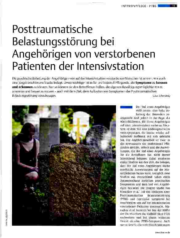 Vorschauseite 1: Posttraumatische Belastungsstörung bei Angehörigen von verstorbenen Patienten der Intensivstation
