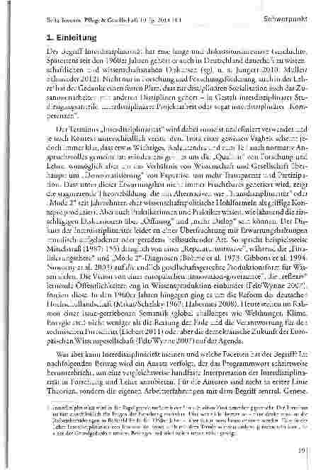 Vorschauseite 2: Das Programm Interdisziplinarität. Überlegungen zu einem wissenschaftspolitischen Großbegriff