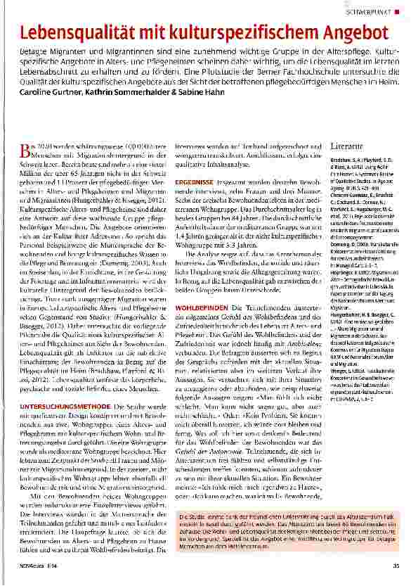 Vorschauseite 1: Lebensqualität mit kulturspezifischem Angebot