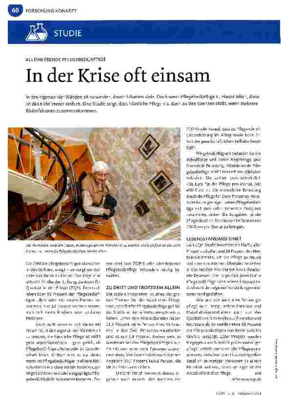 Vorschauseite 1: In der Krise oft einsam