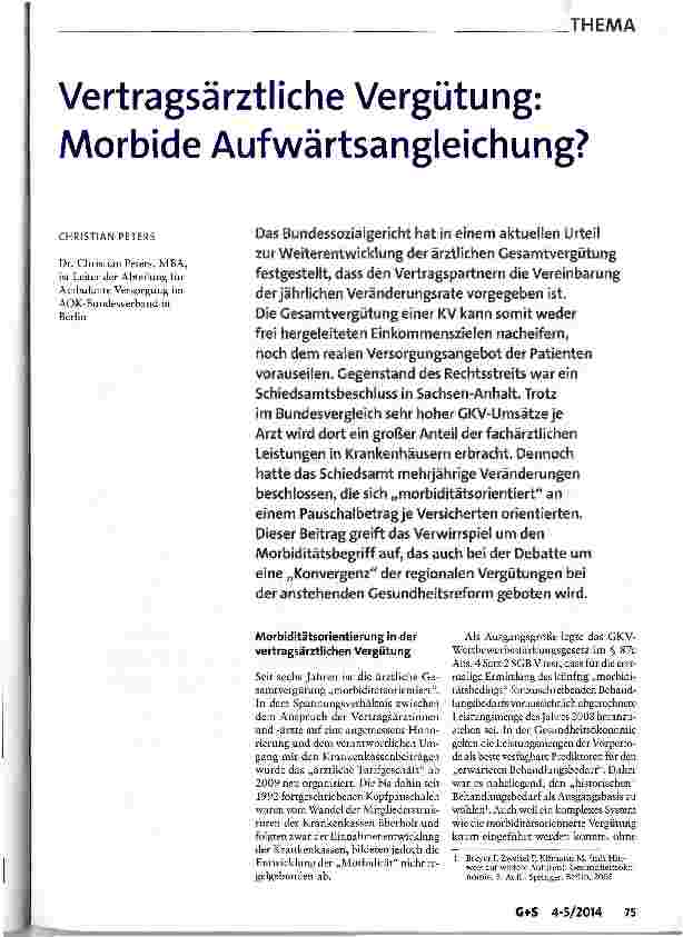 Vorschauseite 1: Vertragsärztliche Vergütung: Morbide Aufwärtsangleichung?