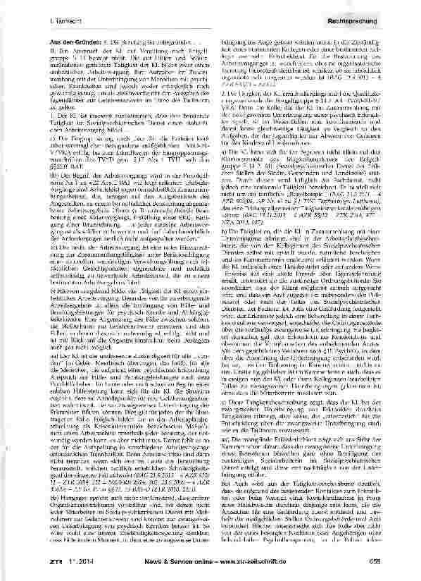 Vorschauseite 2: Eingruppierung eines Sozialarbeiters im Sozialpsychiatrischen Dienst (NRW) BAT § 22; TVöD/VKA Anhang zur Anlage C; PsychKG NRW§1, §12, §14
