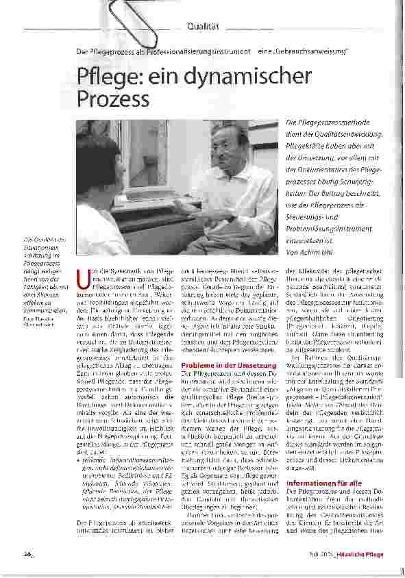 Vorschauseite 1: Pflege: ein dynamischer ProzessQualitätDer Pflegeprozess als Professionalisierungsinstrument