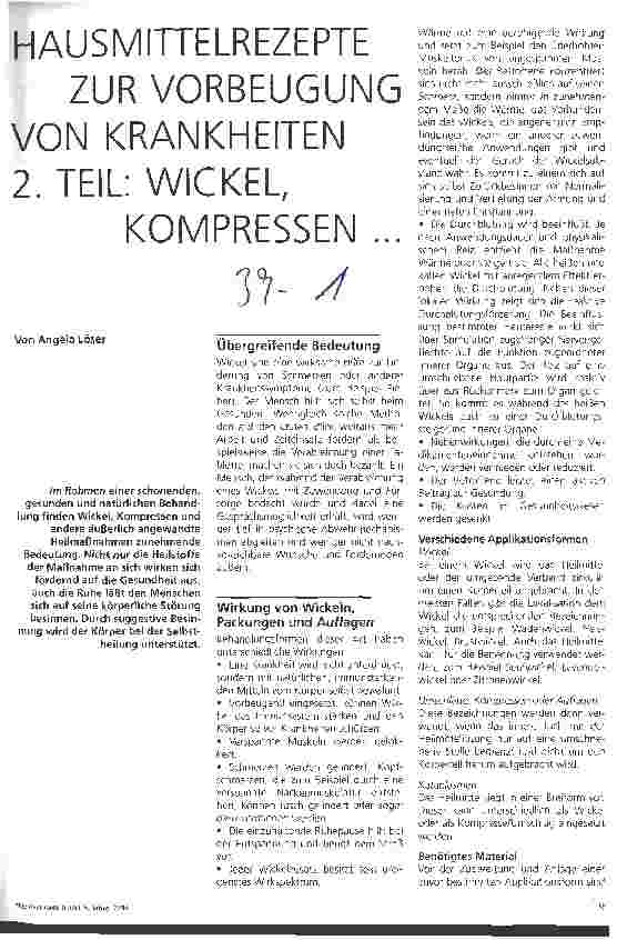 Vorschauseite 1: Hausmittelrezepte zur Vorbeugung von Krankheiten 2. Teil: Wickel, Kompressen ...