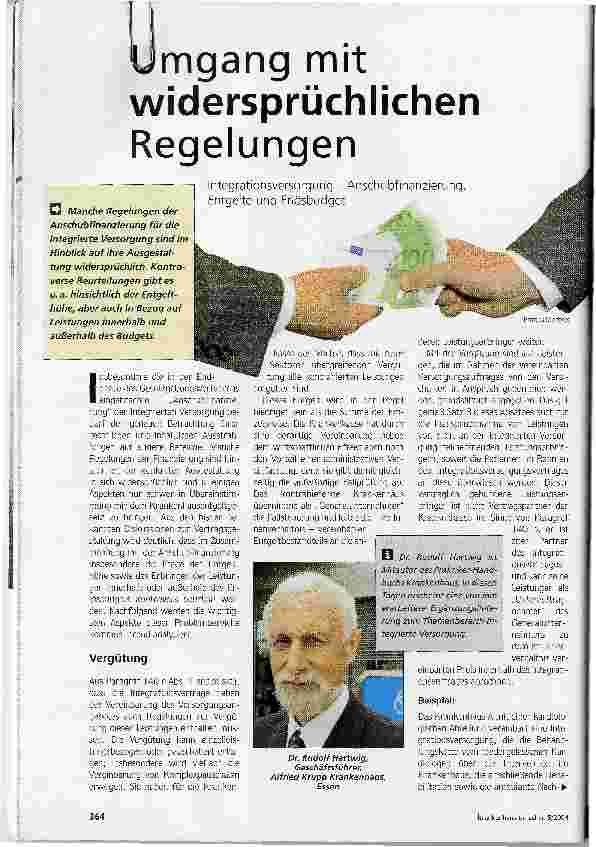 Vorschauseite 1: Umgang mit widersprüchlichen RegelungenIntegrationsversorgung - Anschubfinanzierung, Entgelte und Erlösbudget