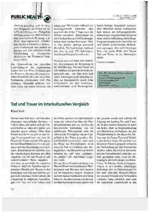 Vorschauseite 1: Tod und Trauer im interkulturellen Vergleich