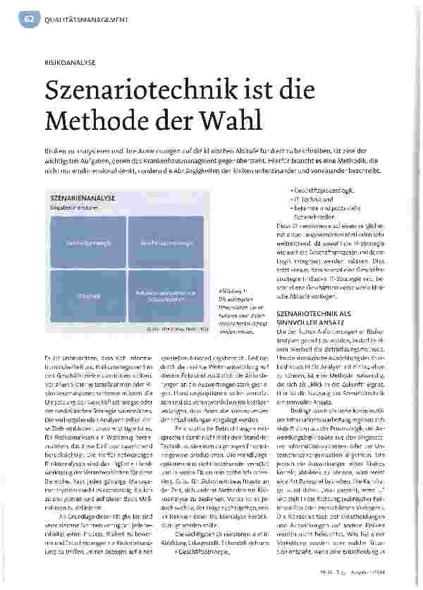 Vorschauseite 1: RISIKOANALYSESzenariotechnik ist die Methode der Wahl