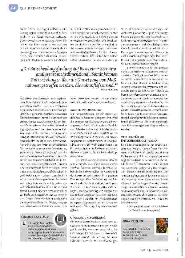Vorschauseite 3: RISIKOANALYSESzenariotechnik ist die Methode der Wahl