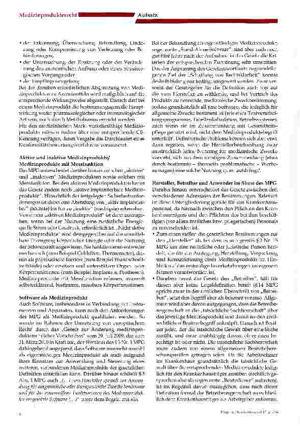 Vorschauseite 2: Einführung in das Recht der Medizinprodukte unter Berücksichtigung der Pflichtenfür das Krankenhauspersonal -Teil 1 -