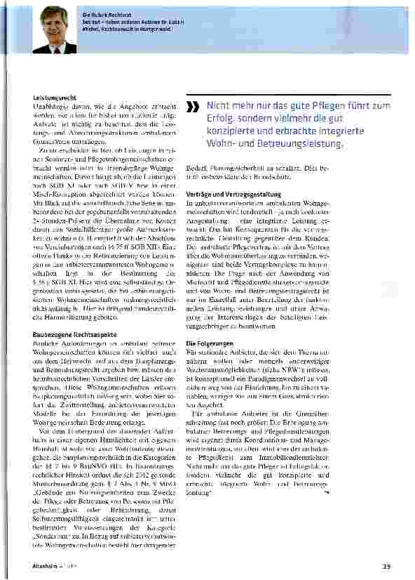 Vorschauseite 2: Wohngemeinschaften: Neue Optionen für Pflegeanbieter