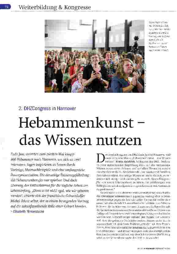 Vorschauseite 1: 2. DHZCongress in Hannover Hebammenkunst -das Wissen nutzen