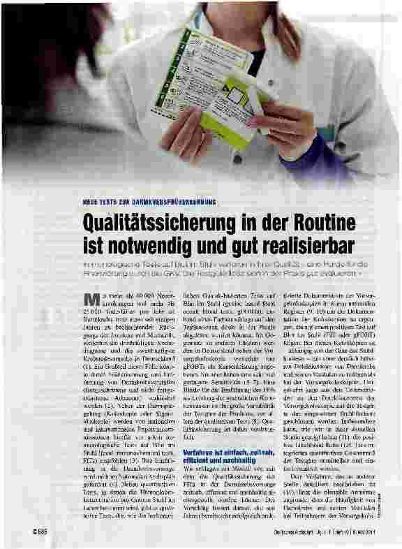Vorschauseite 1: Qualitätssicherung in der Routine ist notwendig und gut realisierbar