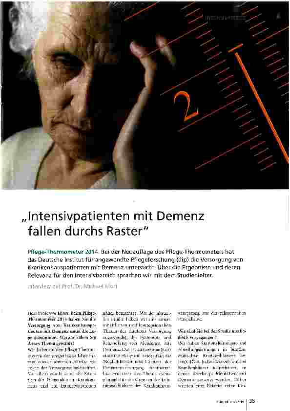 Vorschauseite 1: Intensivpatienten mit Demenz fallen durchs Raster
