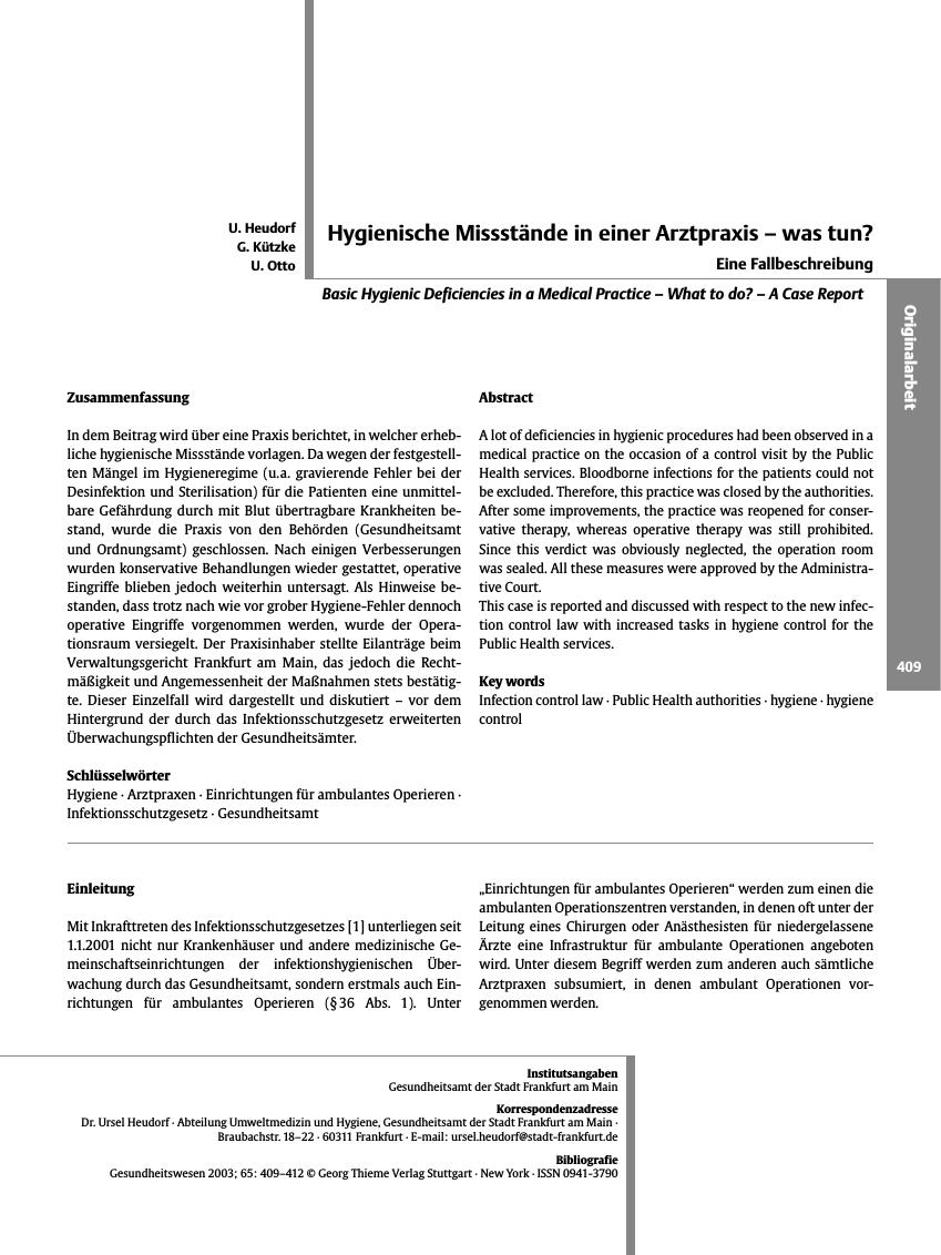 Vorschauseite 1: Hygienische Missstände in einer Arztpraxis - was tun?