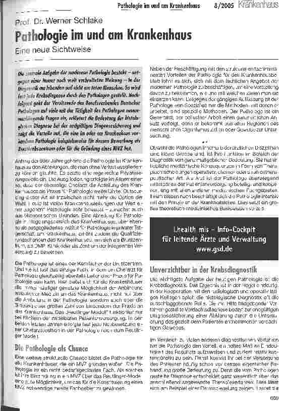 Vorschauseite 1: Pathologie im und am KrankenhausEine neue Sichtweise
