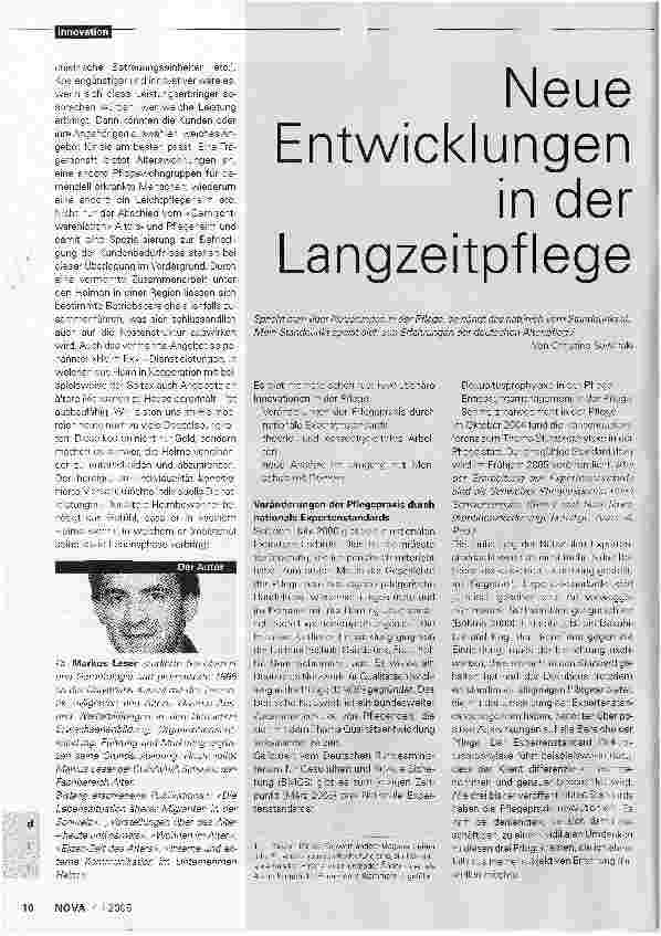 Vorschauseite 3: Die Zukunft der Altersund Pflegeheime