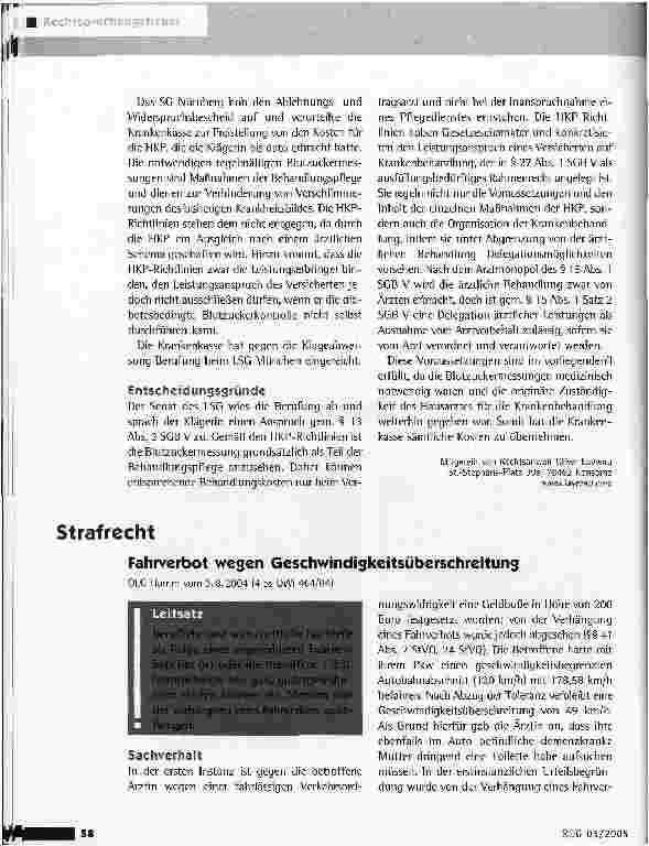 Vorschauseite 2: Kostenerstattung für häusliche Krankenpflege (Blutzuckermessung)