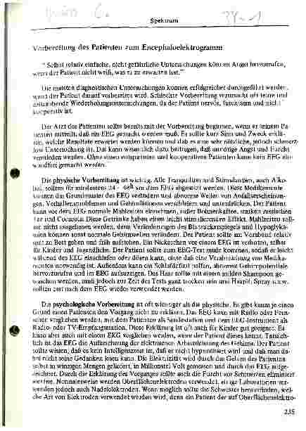 Vorschauseite 1: Vorbereitung des Patienten zum Encephaloelektrogramm