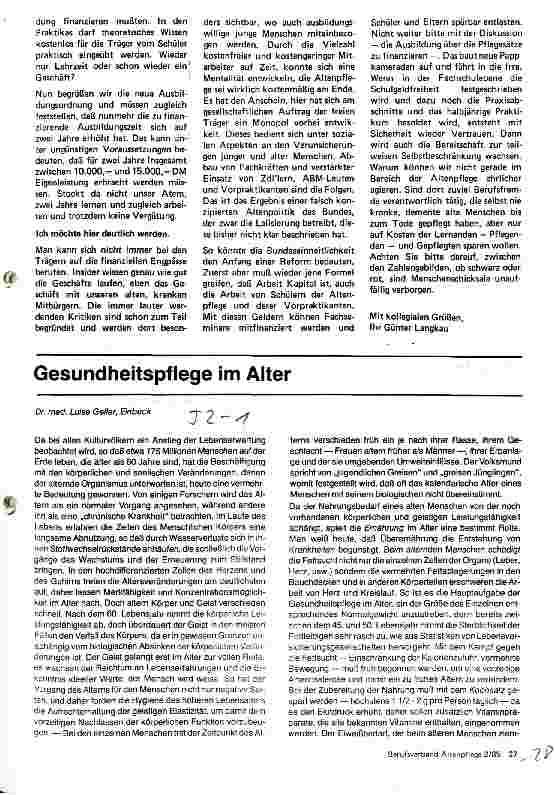 Vorschauseite 1: Gesundheitspflege im Alter