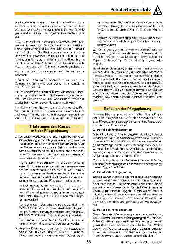 Vorschauseite 2: Pflegeplanung in der Ausbildung Umsetzen von Theorie in Praxis