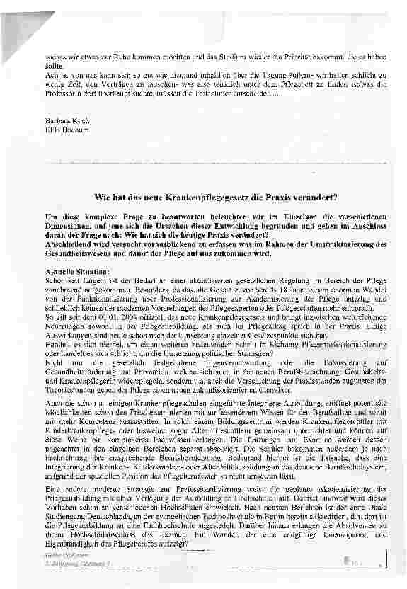 Vorschauseite 1: Wie hat das neue Krankenpflegegesetz die Praxis verändert?