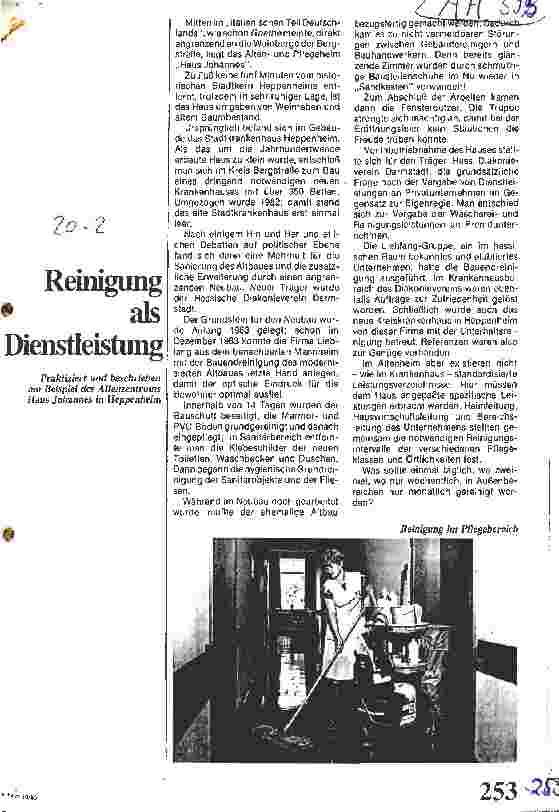 Vorschauseite 1: Reinigung als Dienstleistung/ Praktiziert und Beschrieben am Beispiel des Altenzentrums Haus Johannes in Heppenheim