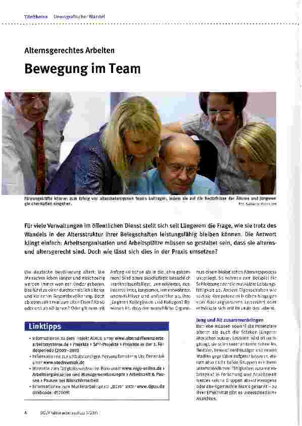 Vorschauseite 1: Alternsgerechtes Arbeiten Bewegung im Team