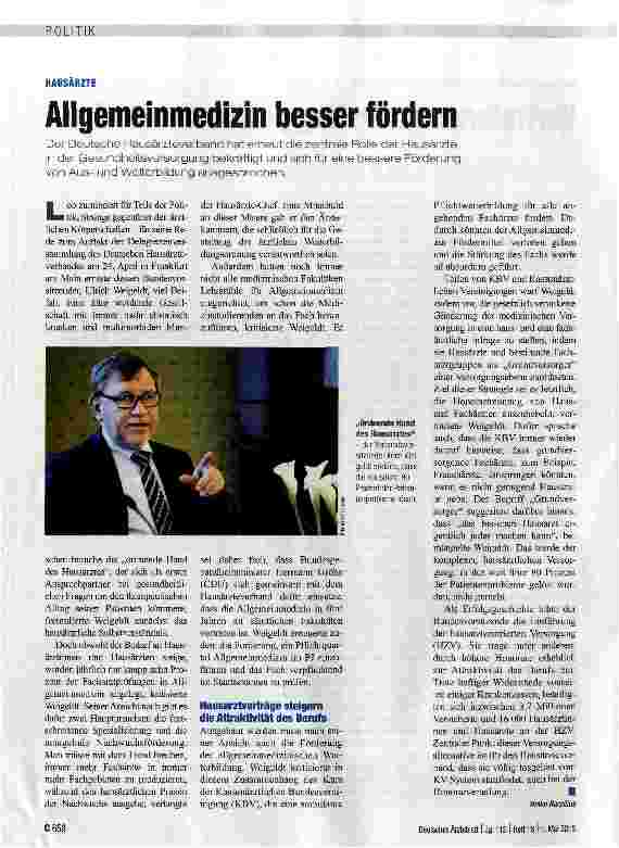 Vorschauseite 1: Allgemeinmedizin besser fördern