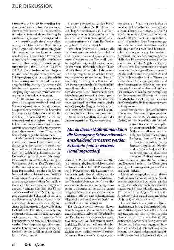 Vorschauseite 3: Hohes Niveau der Hospizund Palliativversorgung sichern und in die Fläche tragen