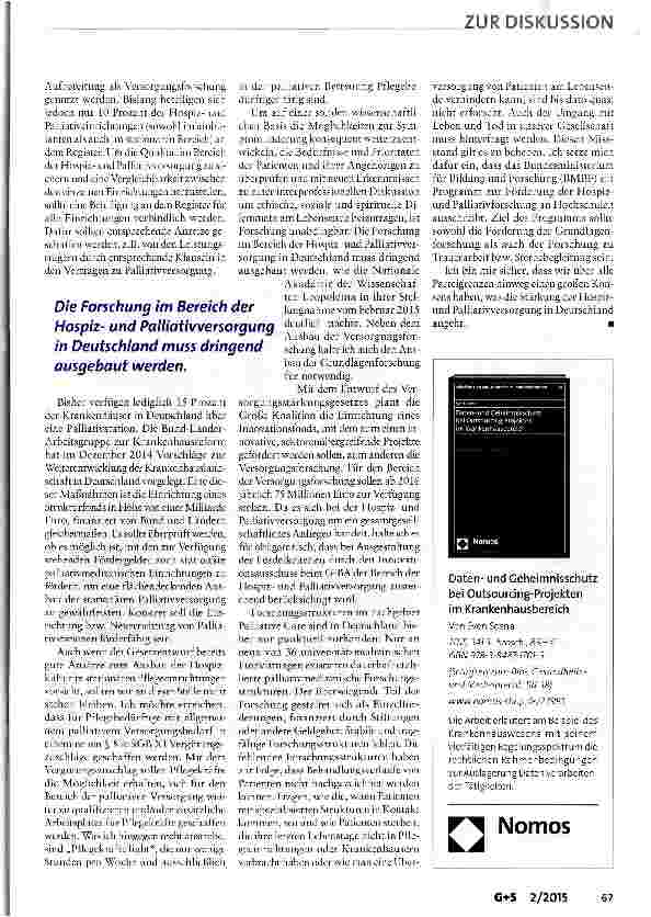 Vorschauseite 4: Hohes Niveau der Hospizund Palliativversorgung sichern und in die Fläche tragen