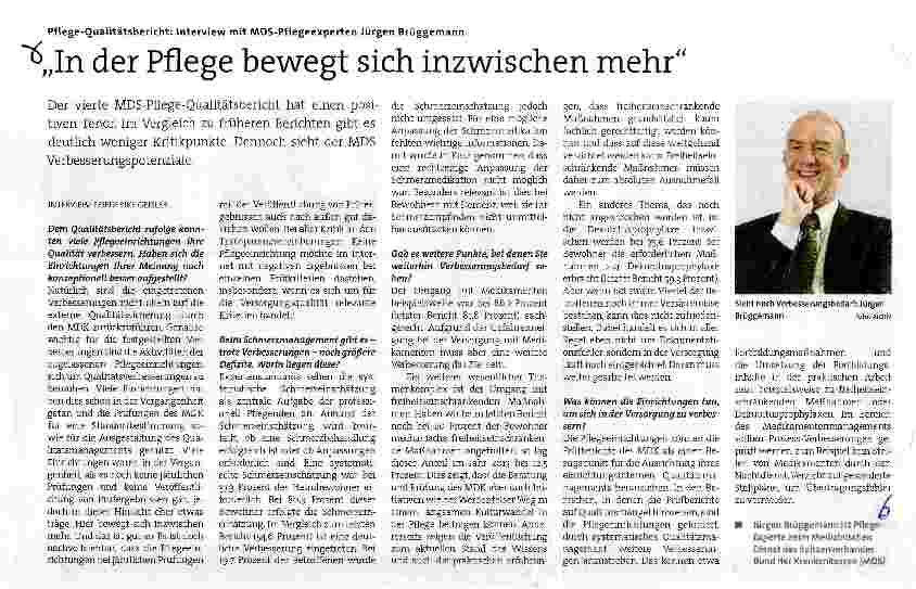 Vorschauseite 1: In der Pflege bewegt sich inzwischen mehr