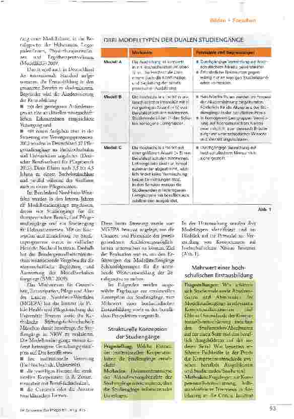 Vorschauseite 2: MODELLSTUDIENGÄNGE
