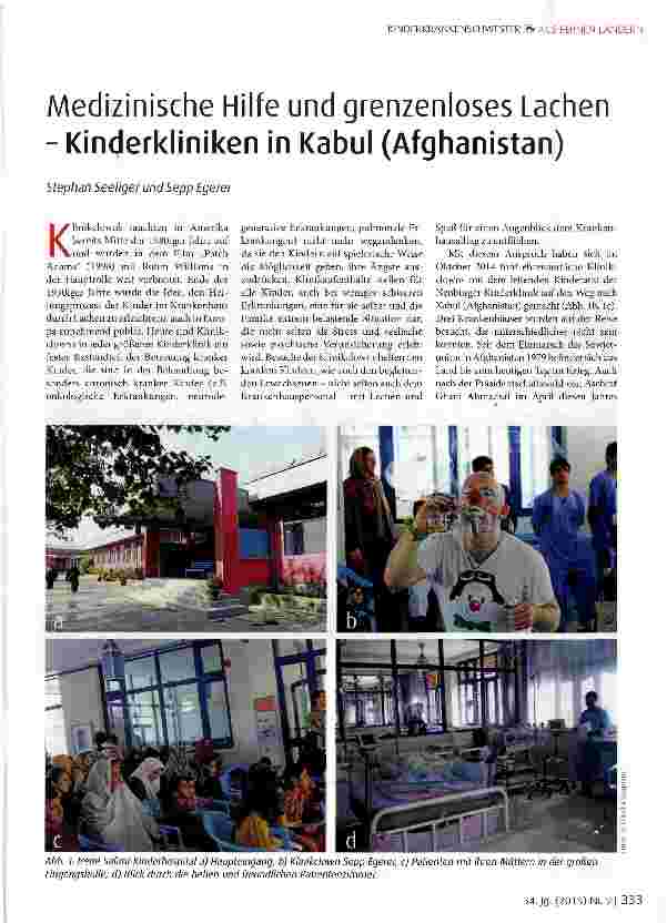 Vorschauseite 1: Medizinische Hilfe und grenzenloses Lachen - Kinderkliniken in Kabul (Afghanistan)