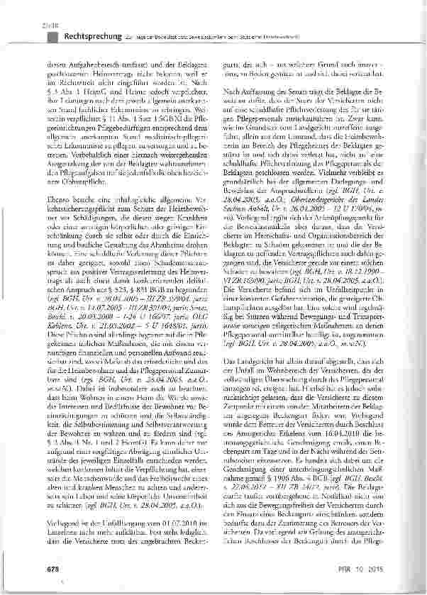 Vorschauseite 2: Zur Frage der Beweislast bzw. Beweislastumkehr beim Sturz einer Heimbewohnerin