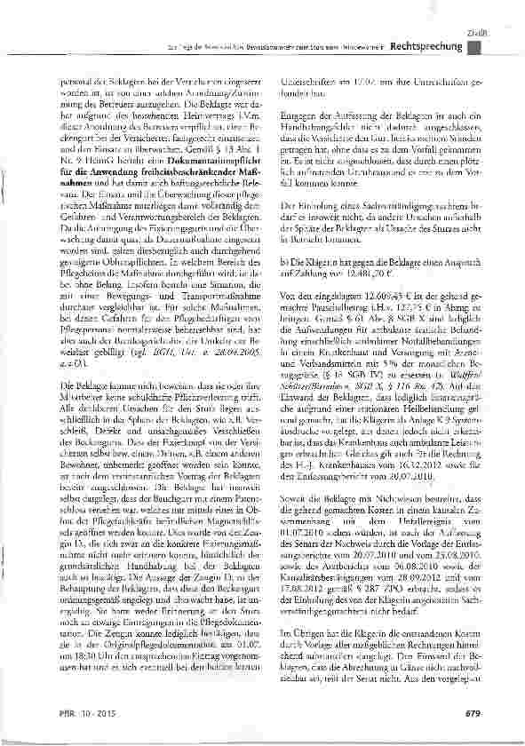Vorschauseite 3: Zur Frage der Beweislast bzw. Beweislastumkehr beim Sturz einer Heimbewohnerin