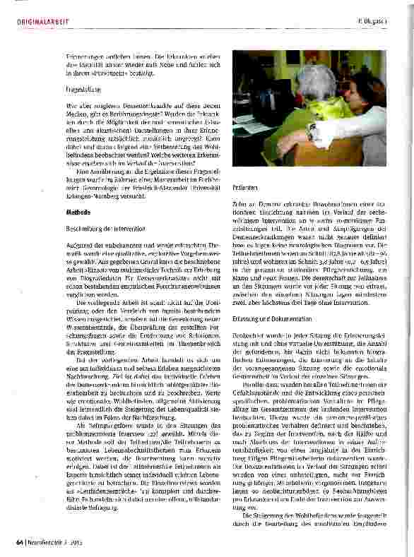 Vorschauseite 4: Tabletgestützte biografische Spurensuche fördert die Erinnerungsleistung bei Demenzerkrankten