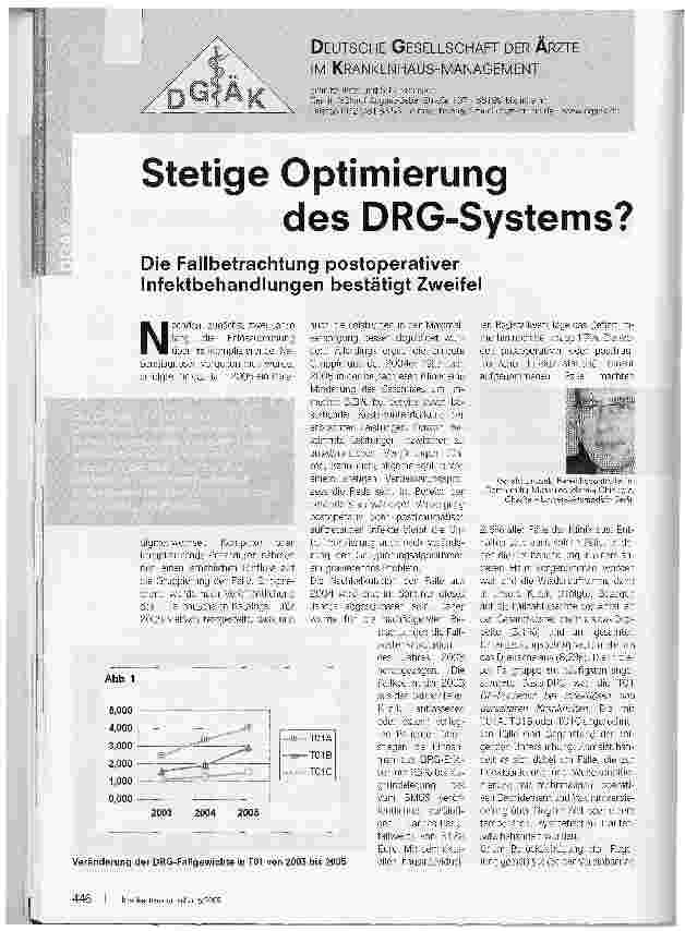 Vorschauseite 1: Stetige Optimierung des DRG-Systems?Die Fallbetrachtung postoperativer Infektbehandlungen bestätigt Zweifel
