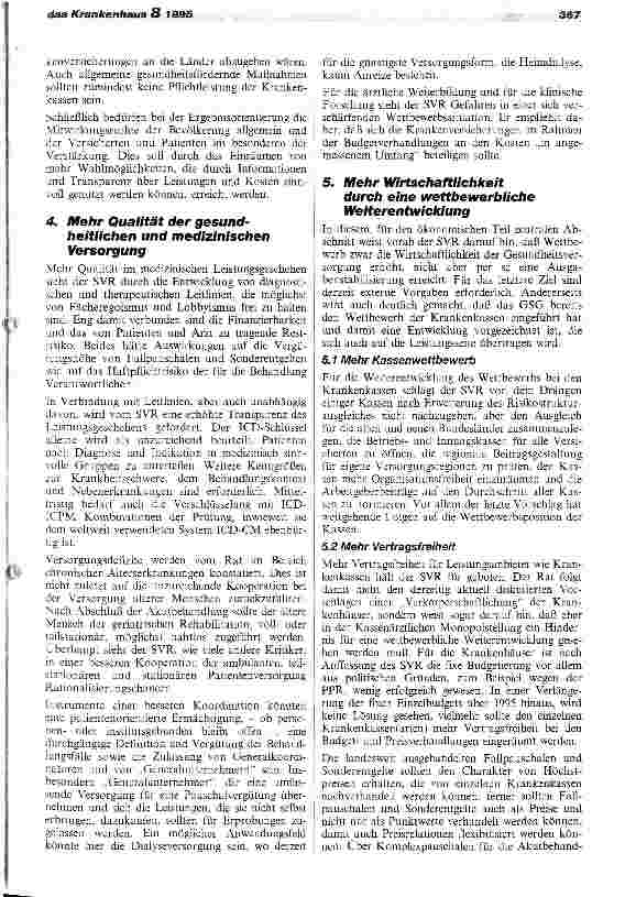 Vorschauseite 2: Vertragsfreiheit und Flexibilität versus Monopolstellung und Verkörperschaftlichung Zum Sondergutachten Gesundheitsversorgung und Krankenversicherung 2000