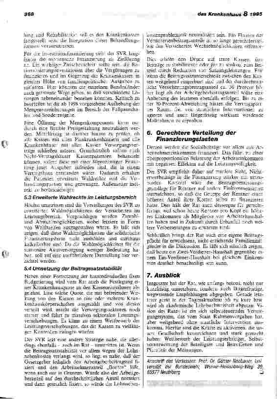 Vorschauseite 3: Vertragsfreiheit und Flexibilität versus Monopolstellung und Verkörperschaftlichung Zum Sondergutachten Gesundheitsversorgung und Krankenversicherung 2000