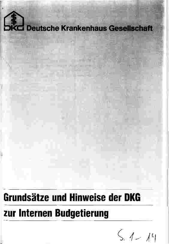 Vorschauseite 1: Grundsätze und Hinweise der DKG zur Internen Budgetierung