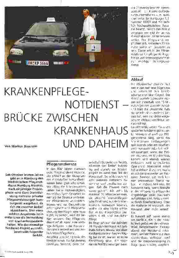Vorschauseite 1: Krankenpflege-Notdienst - Brücke zwischen Krankenhaus und daheim