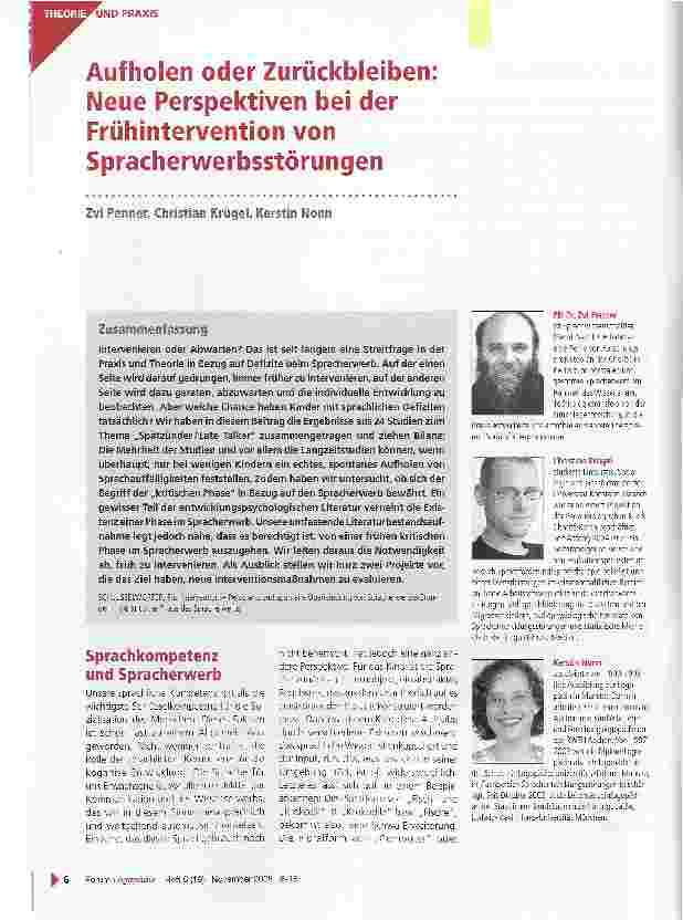 Vorschauseite 1: Aufholen oder Zurückbleiben: Neue Perspektiven bei der Frühintervention von Spracherwerbsstörungen