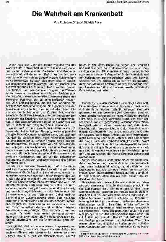 Vorschauseite 1: Die Wahrheit am Krankenbett