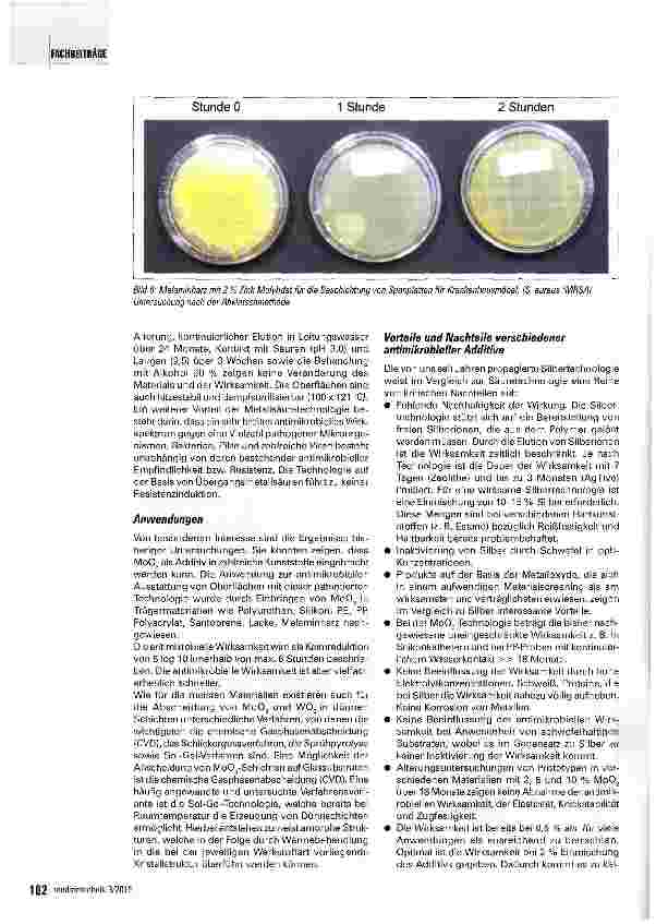 Vorschauseite 5: Genuin keimarme/keimfreie Oberflächen zur Verhinderung nosokomialer Infektionen