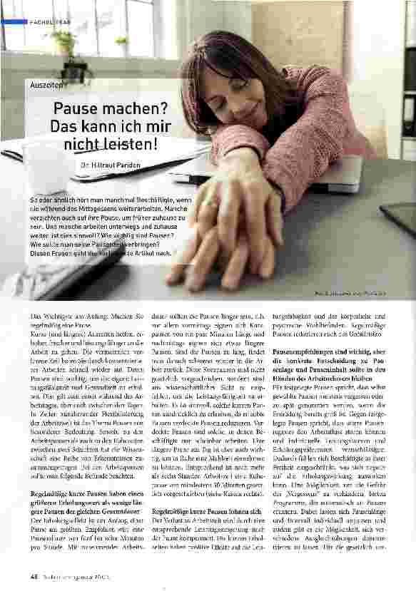 Vorschauseite 1: Pause machen? Das kann ich mir nicht leisten.