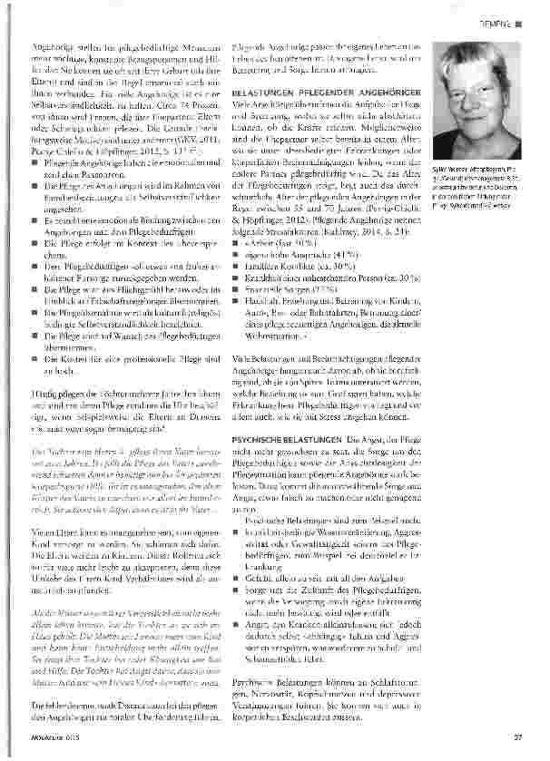 Vorschauseite 2: Ich kann nicht mehr. .. Über die Belastungen pflegender Angehöriger