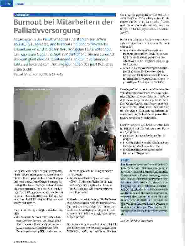 Vorschauseite 1: Burnout bei Mitarbeitern der Palliativversorgung
