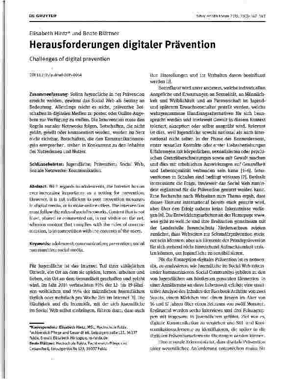 Vorschauseite 1: Herausforderungen digitaler Prävention